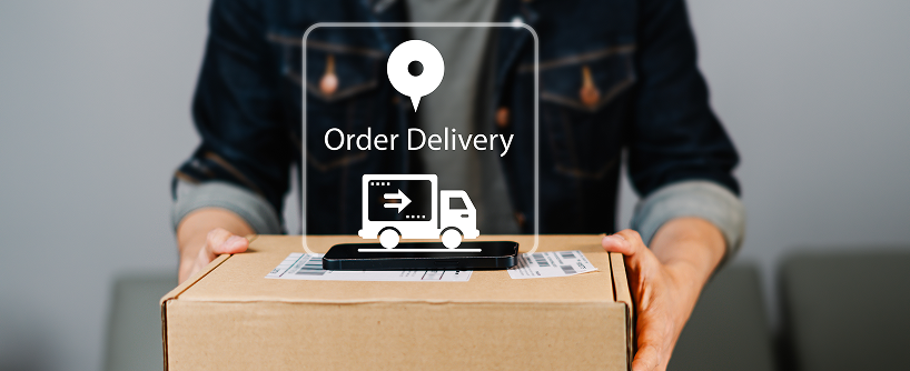 Customer receiving free shipping delivery representing ecommerce fulfillment success