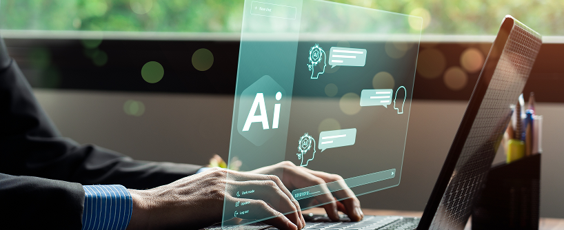 Team using AI predictive analytics to guide data driven business strategy